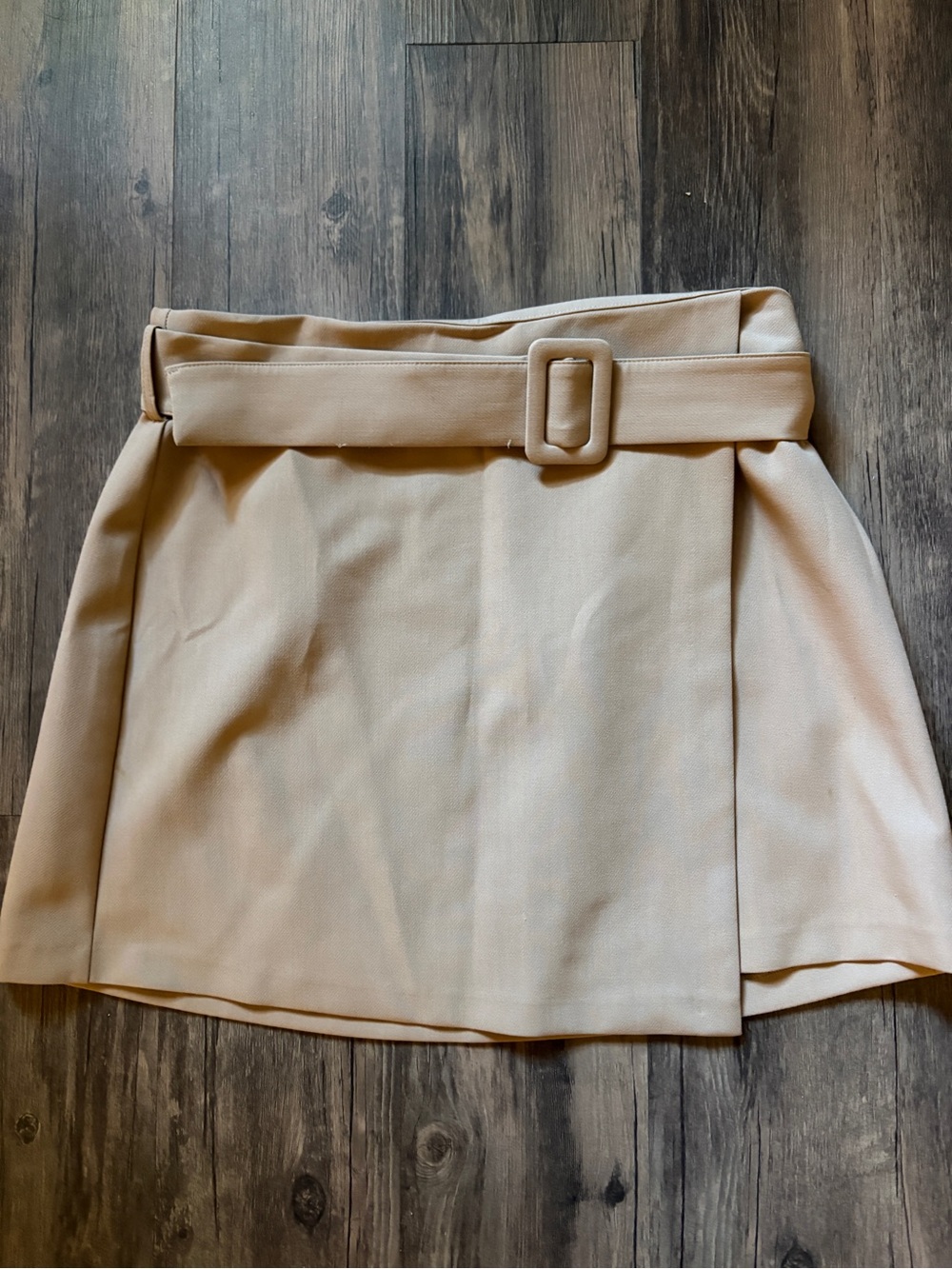 Zara Cream Wrap-Style Mini Skirt with Belt